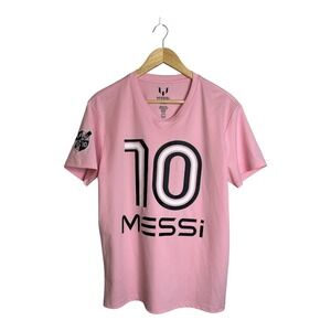 Messi Brand Inter Miami Pink Lifestyle V-Neck Soccer Jersey Unisex M